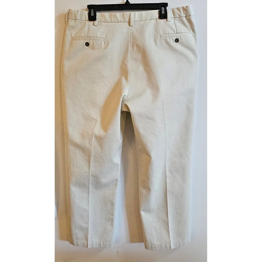Haggar Mens Pleated Casual Pants Beige‎ Cotton Size 38x28